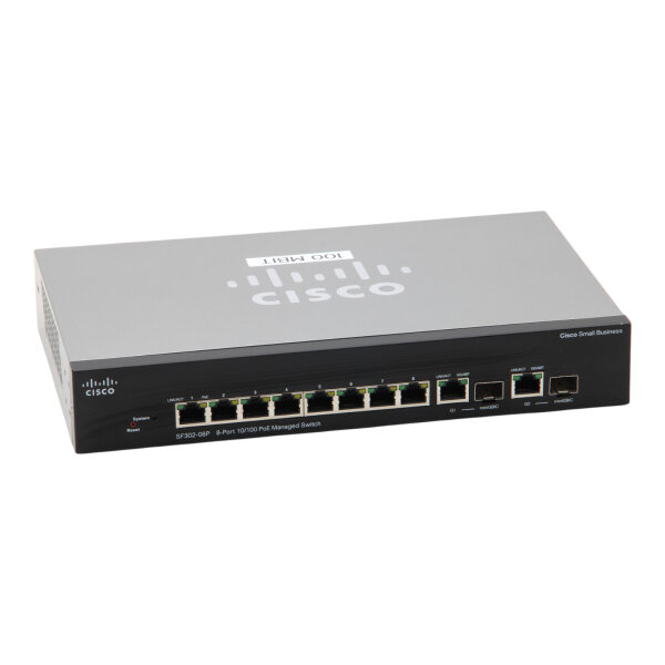 SF302-08P 8-Ports 10/100 RJ-45 PoE 2x SFP Fast Ethernet Switch